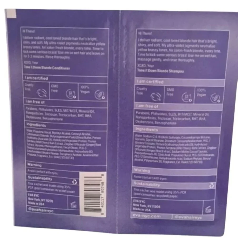 EVA NYC Tone It Down Blonde Shampoo & Conditioner Set Ultra Violet 0.34oz/10mL